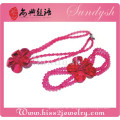 Fett rot Kristall Blume Halskette und Armband Mode Moti Schmuck-Set